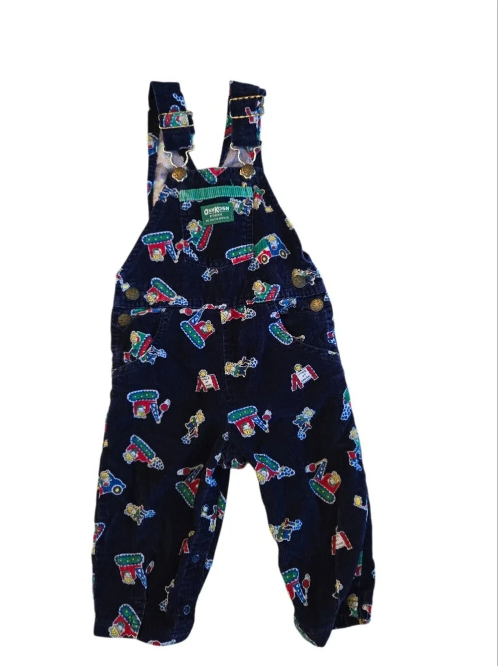 RARE Vintage 1990s Oshgosh B'gosh Blue Patterned Mice At Work Corduroy Overalls